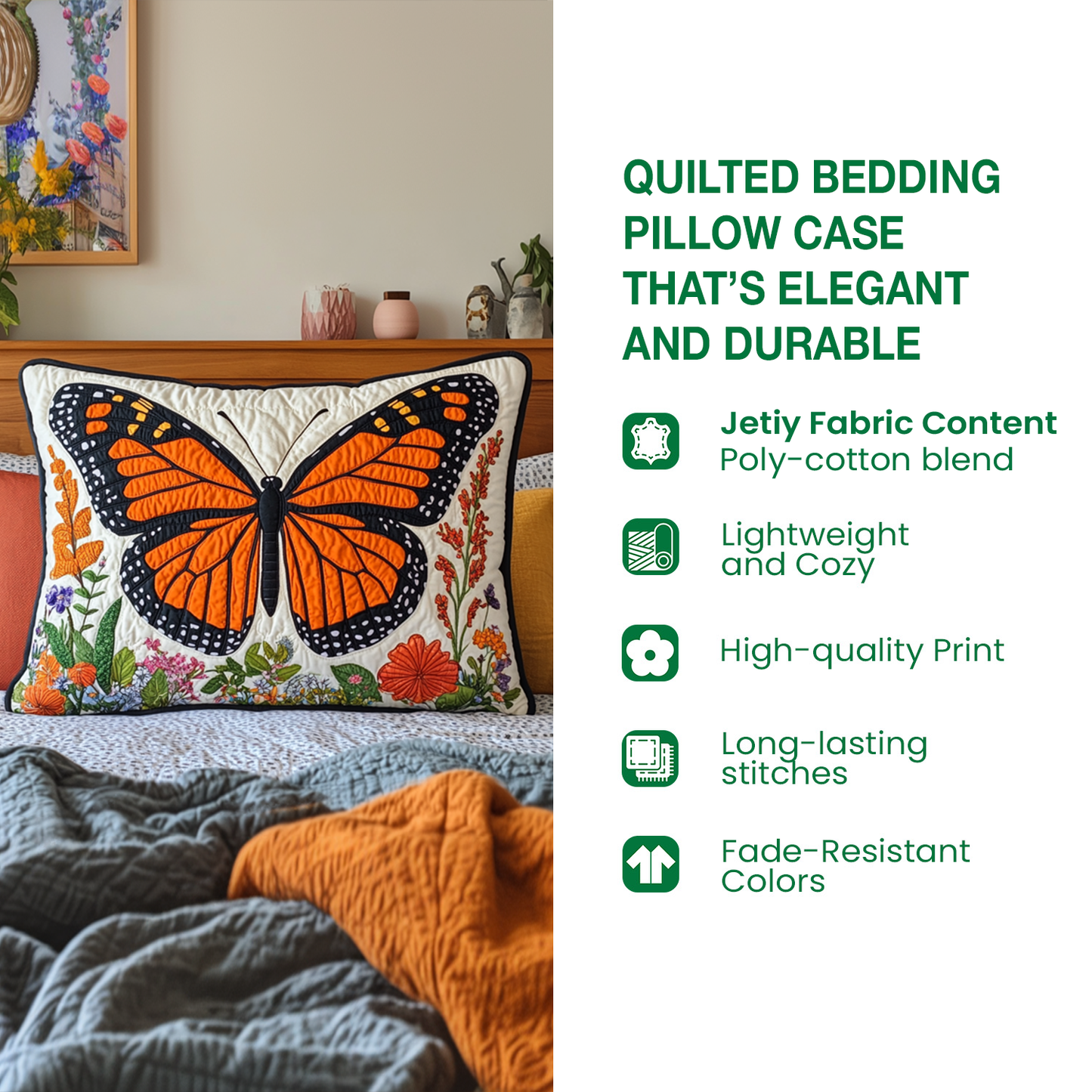 70s Vibe Quilted Bedding Pillow Case NCU0PT5980